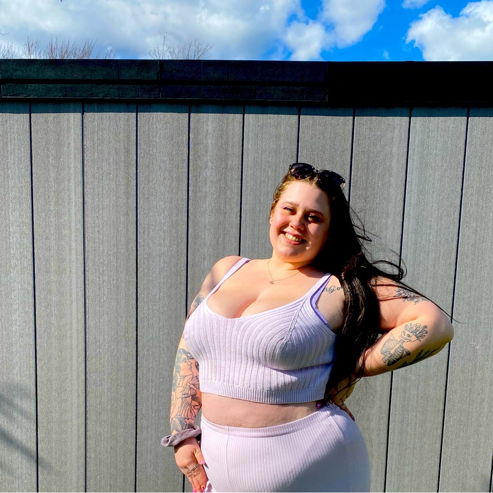 XL Aerie Purple Knit Crop Top Plus Size